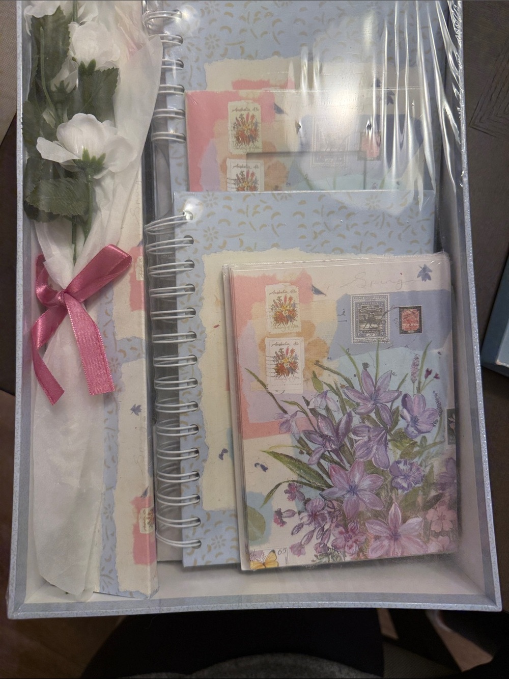 Floral Lavender Stationary, Cards,Spiral Address Book Journal Set unopened